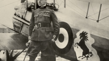 The most famous photo of Francesco Baracca taken in April 1918
